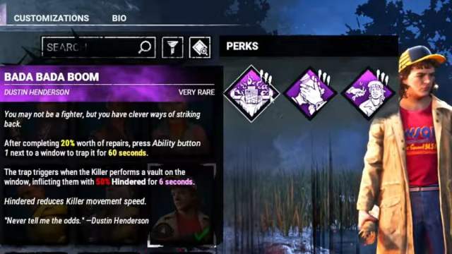 Bada bada boom perk for dustin in dead by daylight
