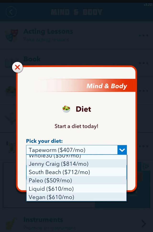 Diets in Bitlife