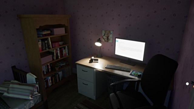 Bedroom desk in BrokenLore: UNFOLLOW