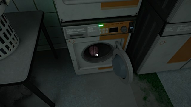 Washing machine with brain inside in BrokenLore: UNFOLLOW
