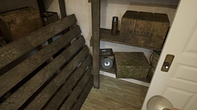 CD inside the kitchen pantry in BrokenLore: UNFOLLOW