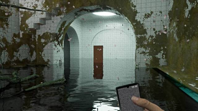 Door in pool area in BrokenLore: UNFOLLOW