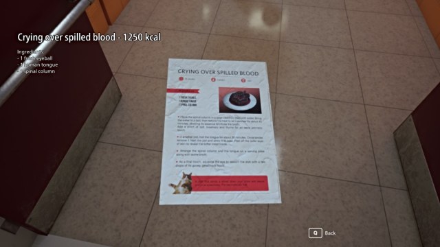 Recipe sheet in BrokenLore: UNFOLLOW