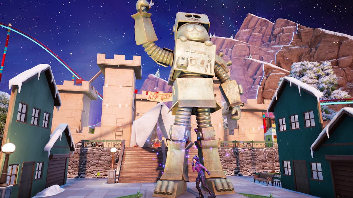 Dance by the Cartman Land statue in Fortnite