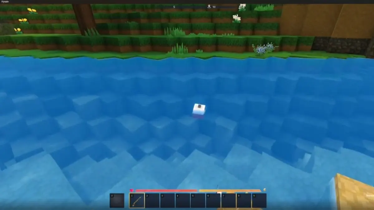 Fishing in a river in hytale