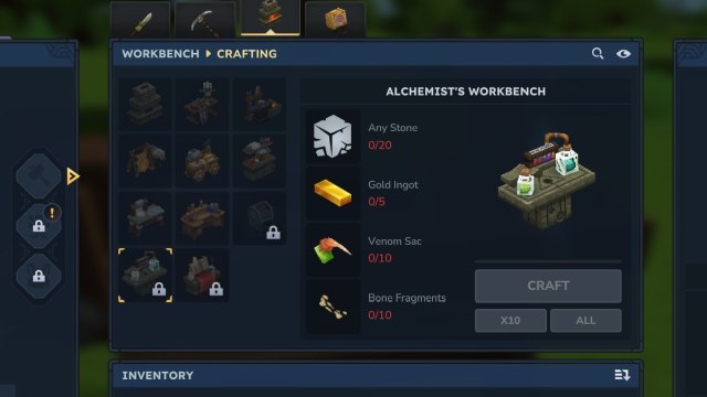 Hytale Alchemist workbench unlock needs venom sac