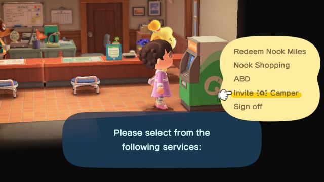 Invite camper in animal crossing