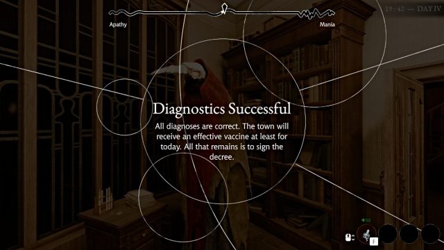 Successful diagnosis notification in Pathologic 3