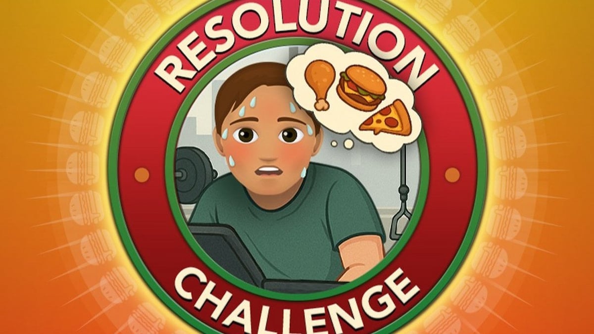 Resolution challenge art with character thinking about food in bitlife