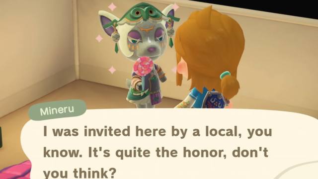 talking to mineru in animal crossing