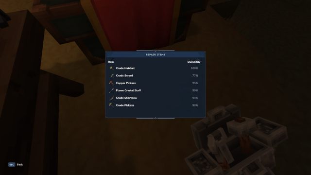 Using repair kit in hytale