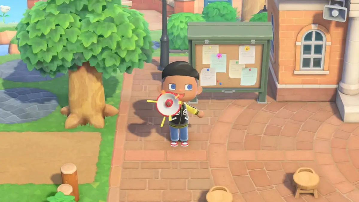 Shouting into megaphone in animal crossing new horizons