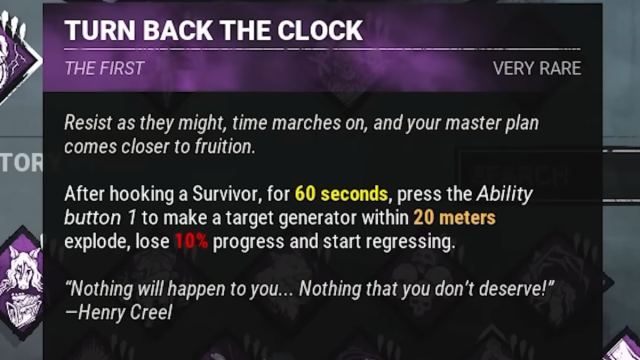 Turn back the clock perk in dead by daylight