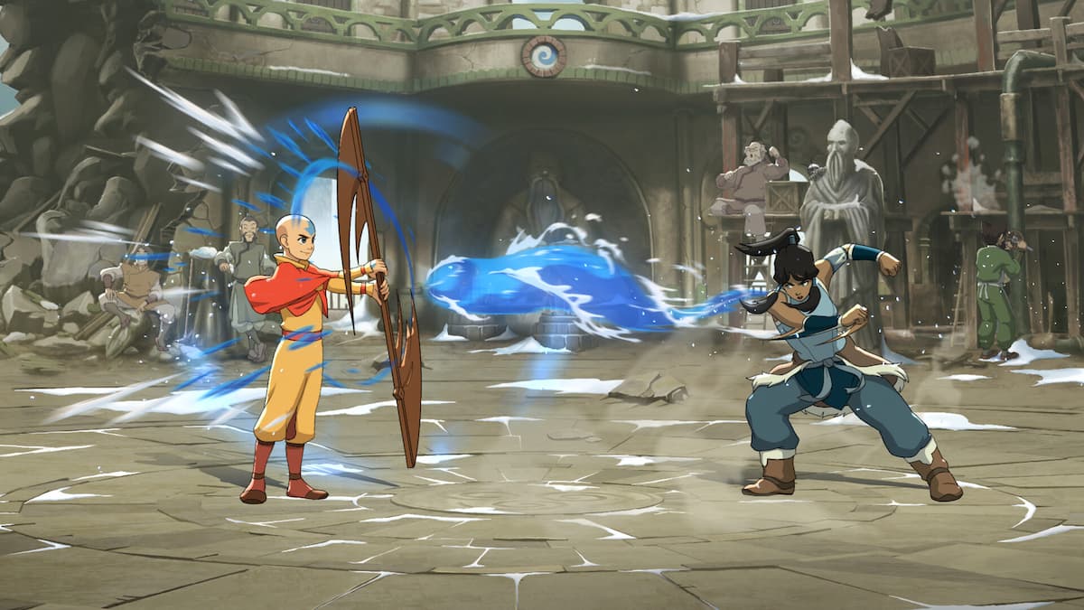 Avatar Legends: The Fighting Game Screenshot featuring Aang and Korra
