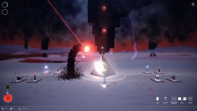 Player fighting a worm boss in ITER-8.