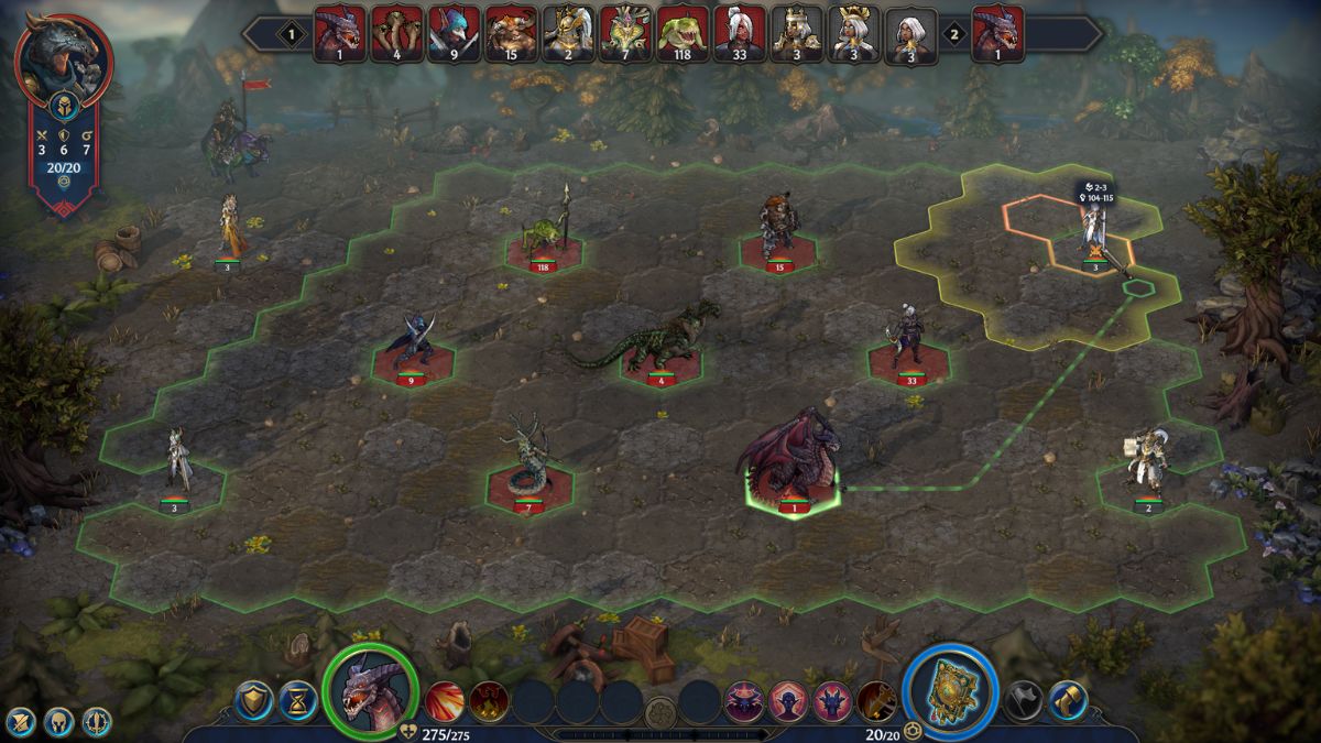 The start of a battle in HoMM: Olden Era.