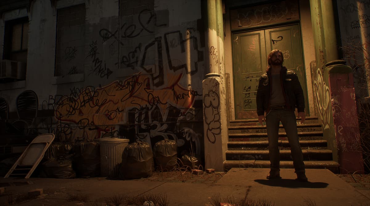 Screenshot of Samson with his safehouse in the background