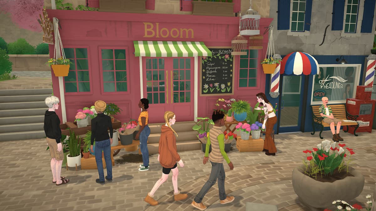 Paralives Screenshot showcasing a busy street