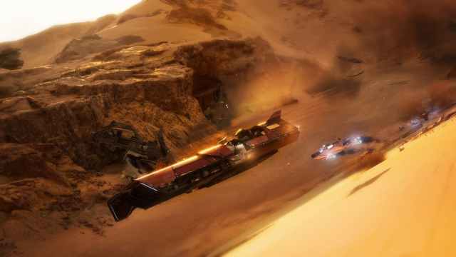 Star Wars: Galactic Racer Gameplay screenshot with several vehicles