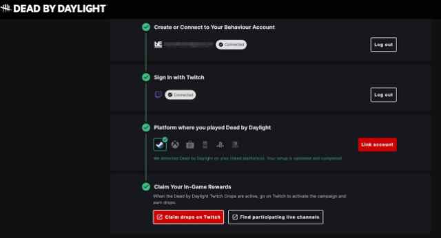 Dead by Daylight Twitch Account Linking
