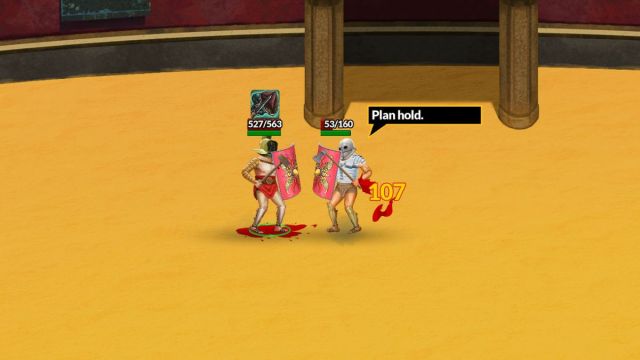 Two gladiators fight in the arena in Gladiator Command.