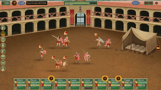 The main Ludus management screen in Gladiator Command.