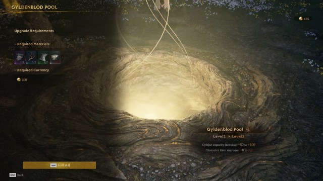 Gyldenblod Pool Upgrade Character Limit Increase Mistfall Hunter