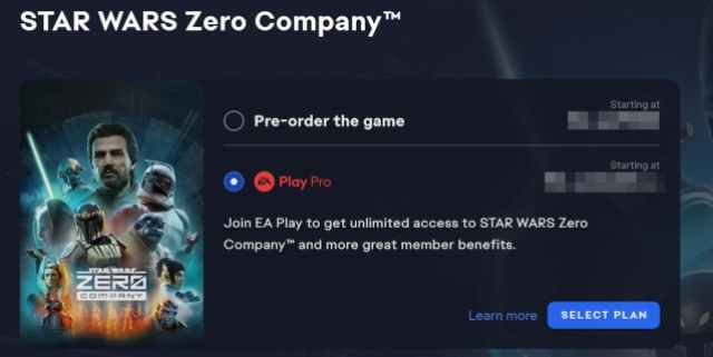 Star Wars Zero Company EA Play Pro