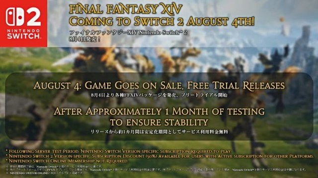 Nintendo Switch 2 update for Final Fantasy 14