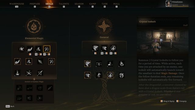 Elemental Magic Build Sorc Mistfall Hunter