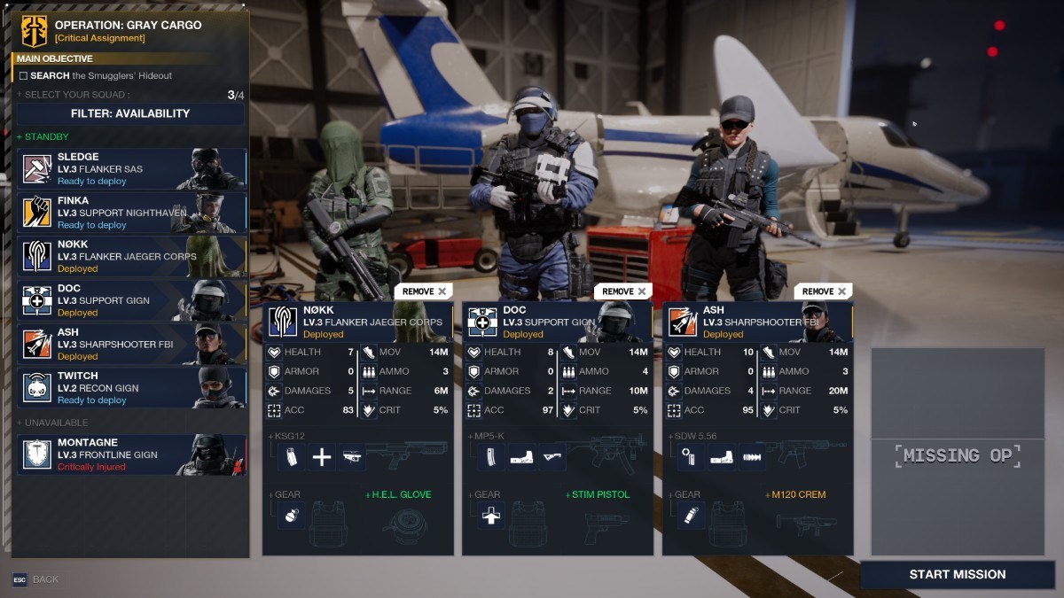 Rainbow Six Tactics Mission Setup