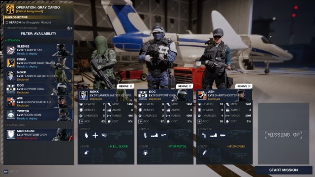Rainbow Six Tactics Mission Setup