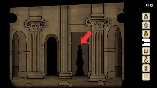 The statue silhouette in Servant of the Lake's cellar.