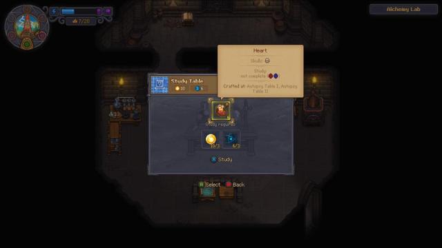 Using the Study Table in Alchemy Lab