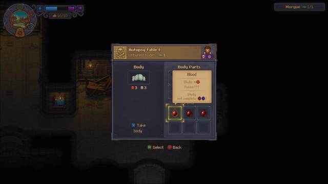 selecting blood to extract from body on autopsy table