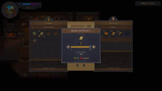 trading burial certificates for money in village tavern