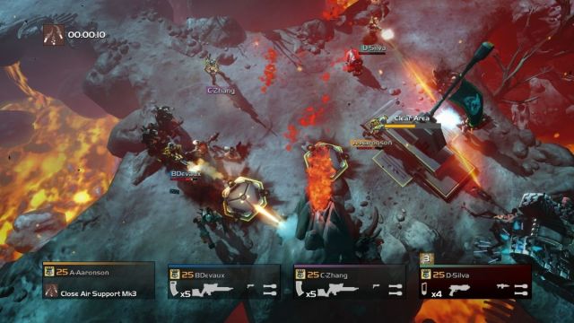 Capturing a point in Helldivers.