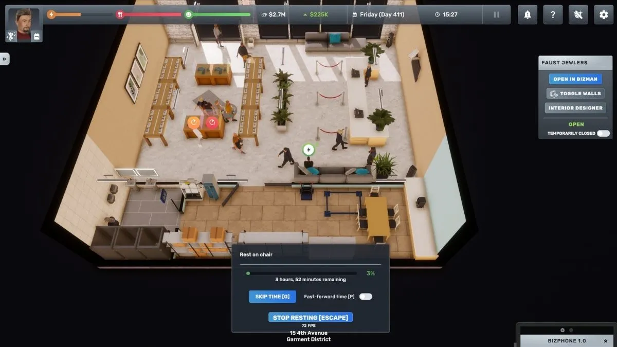 A player-run jewelry store in Big Ambitions.