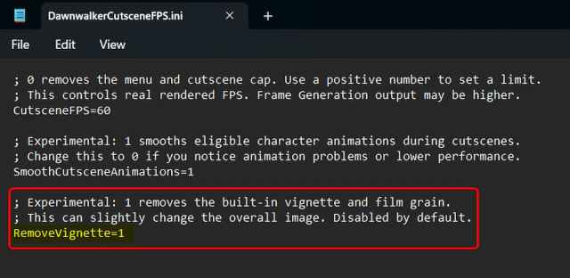 Remove Vignette Dawnwalker Mod