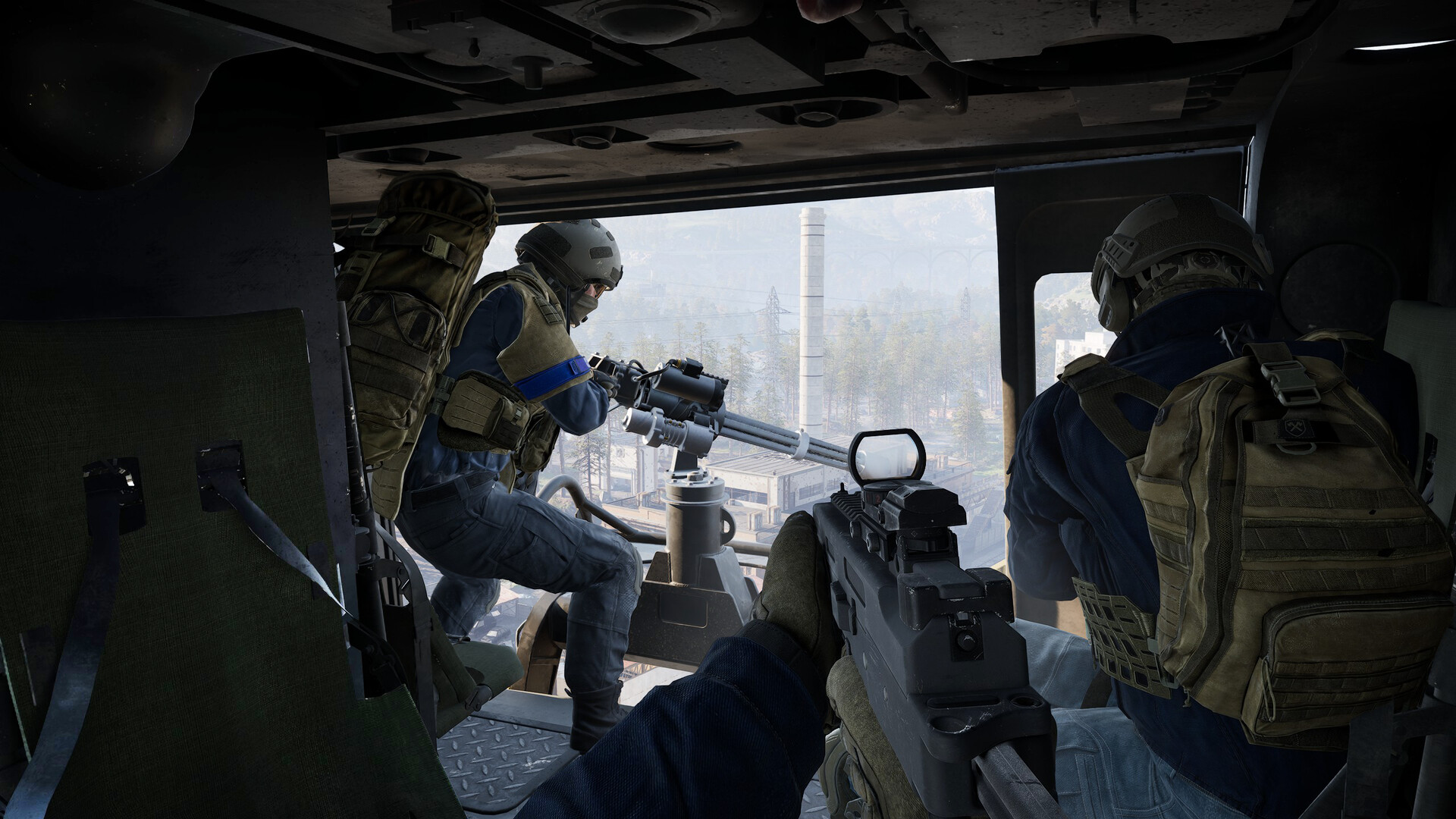 Soldiers in a helicopter in WARDOGS