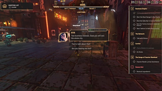 Ava speaks to the player in Nivalis Nights