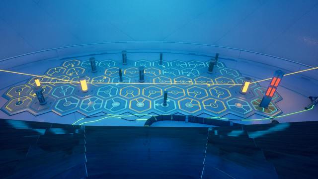 Rivage observatory room relay circuit puzzle with yellow circuit lines connecting tiles