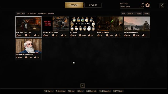 The Witcher 3 Available on Console mods filter
