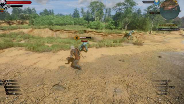 The Witcher 3 Remastered locking onto nearby enemy