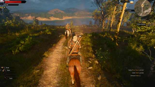 The Witcher 3 Remastered riding roach camera angle