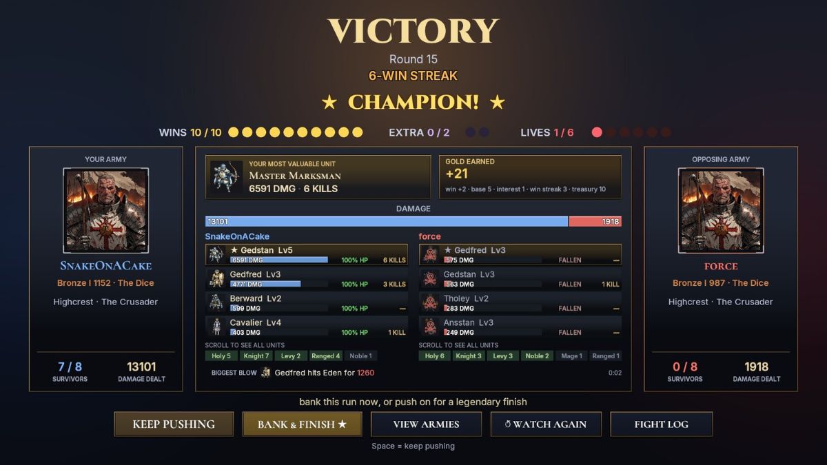 A victory in Warpack.
