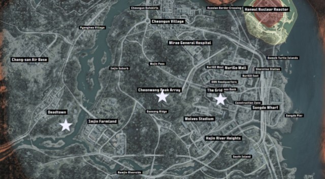 A DMZ map with locations marked