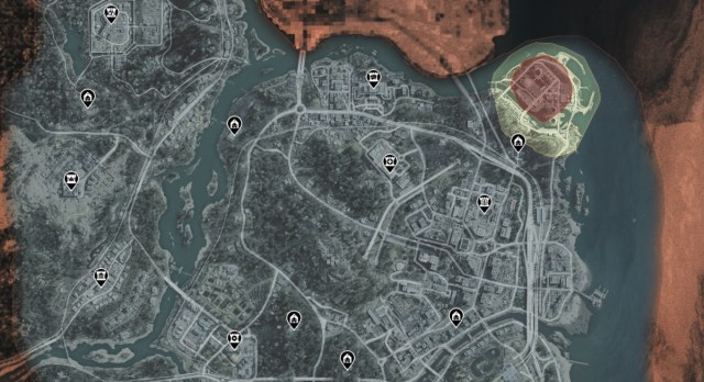 A DMZ map showing marked locations