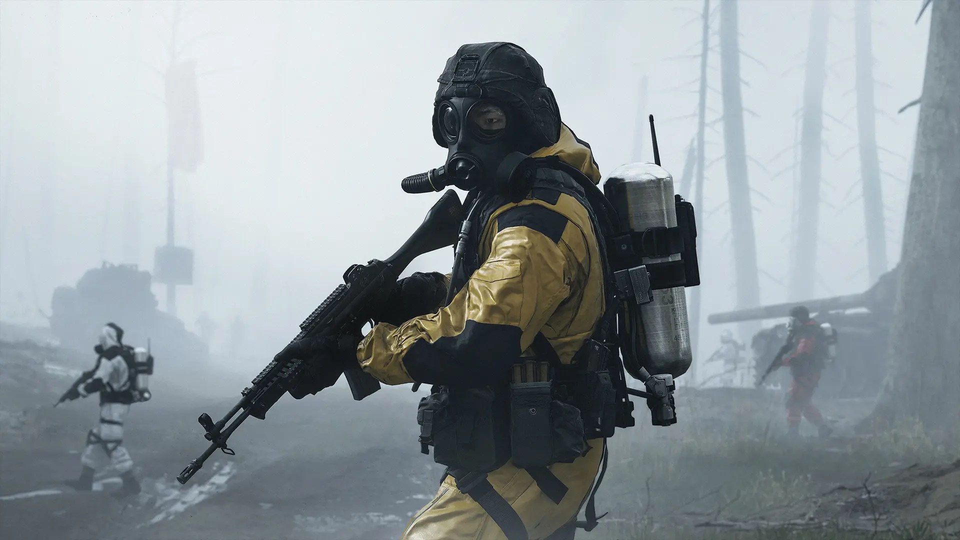A soldier in a Hazmat suit in DMZ