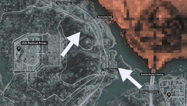 A map with locations marked in MW4 DMZ